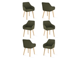 Sillas De Comedor Goeurvant 1381(pack De 6, Verde Oliva, Tela)