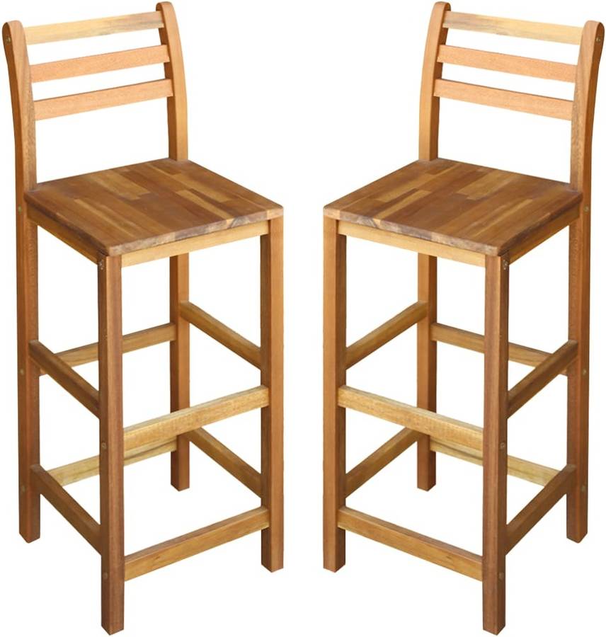 Conjunto 2 Sillas de Bar VIDAXL 44130 Madera Acacia Maciza