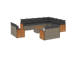 Maison Exclusive - Set Sofás De Jardín Con Cojines 13 Piezas Ratán Sintético Gris