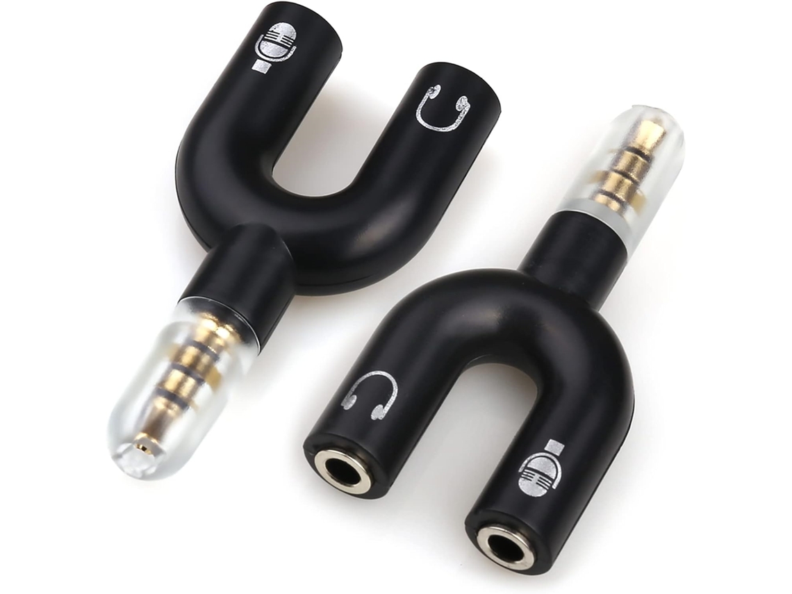 Adaptador de audio 2 en 1 en forma de U con conector giratorio, divisor de cable doble de 3,5 mm Mdug (2 unidades)
