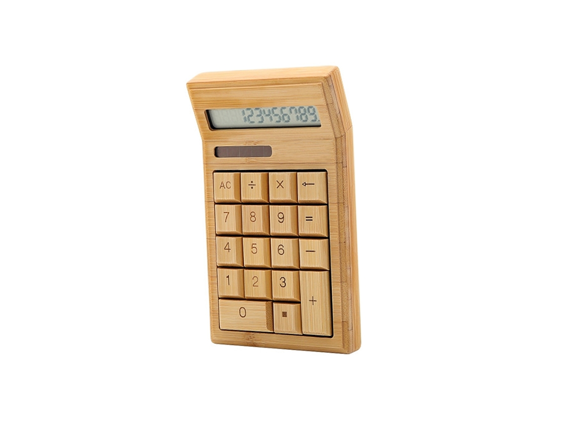 Calculadora ecológica de bambú de 12 dígitos, solar y a pilas, para el hogar, la oficina y la escuela.
