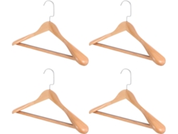 Madera Maciza Diseño Sencillo Robusto Juego 4 Flexibles Acero Inoxidable Color Caqui Abrigos Asas Ropa