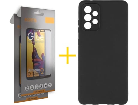 Kit Funda + 2 Protectores de Pantalla Samsung Galaxy A72 5G ACCETEL Full Silicona Líquida (Negro)