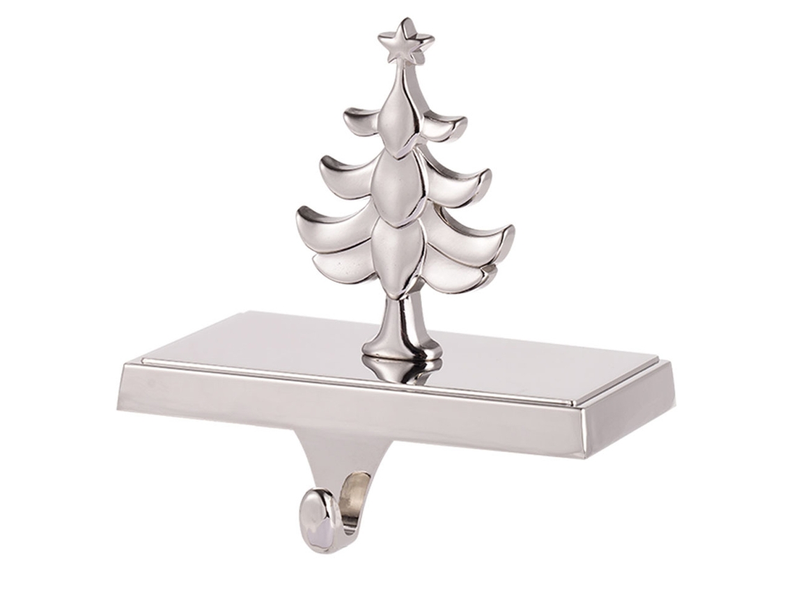 Soporte para medias navideñas de metal plateado, ganchos antideslizantes para chimenea TRUYUETY