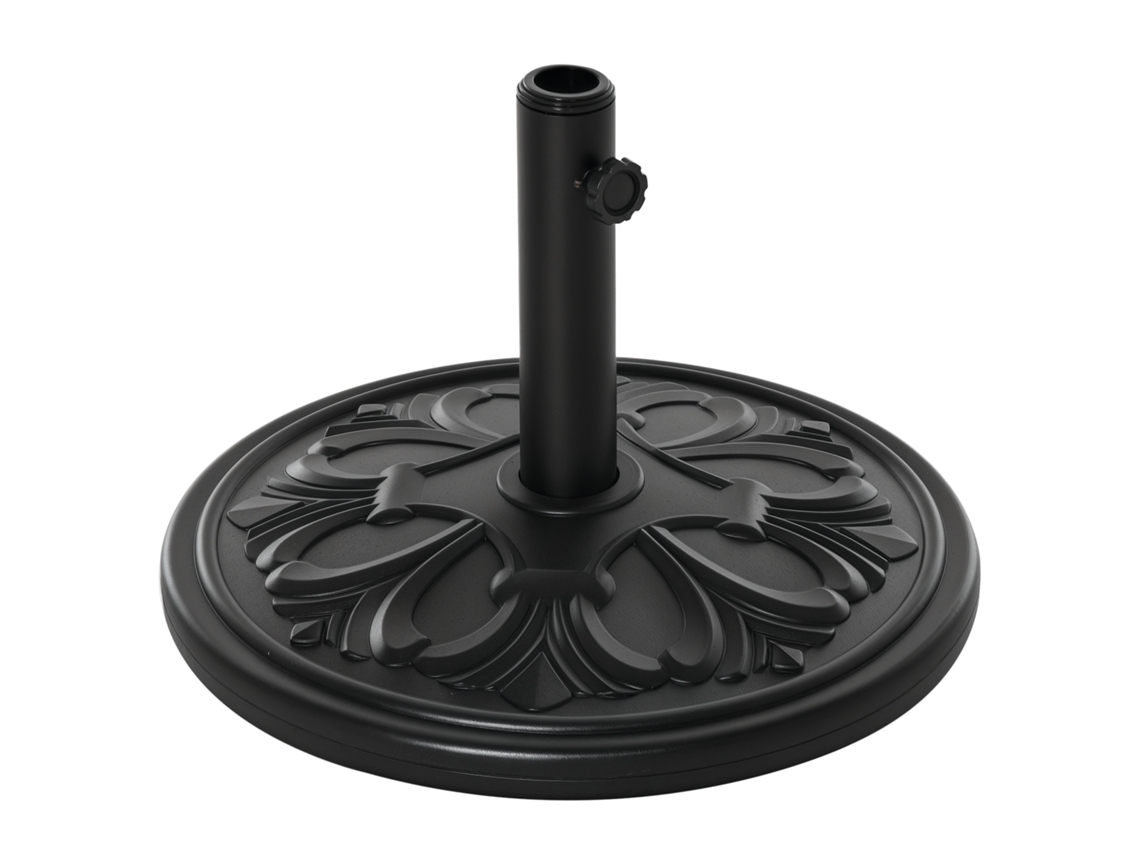 Soporte para sombrilla de cemento HDPE, 13 kg, mástil de 35-48 mm, Ø48x34 cm, negro