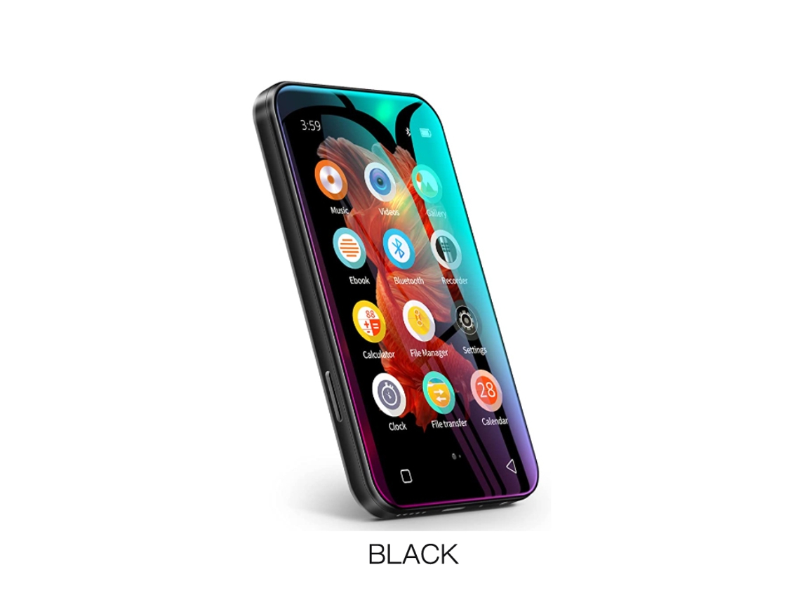 MP3 YIZHOOD (64G)(Bluetooth, sin WiFi)Portátil HiFi 4.0 Pantalla Táctil Completa FM/Grabadora negro