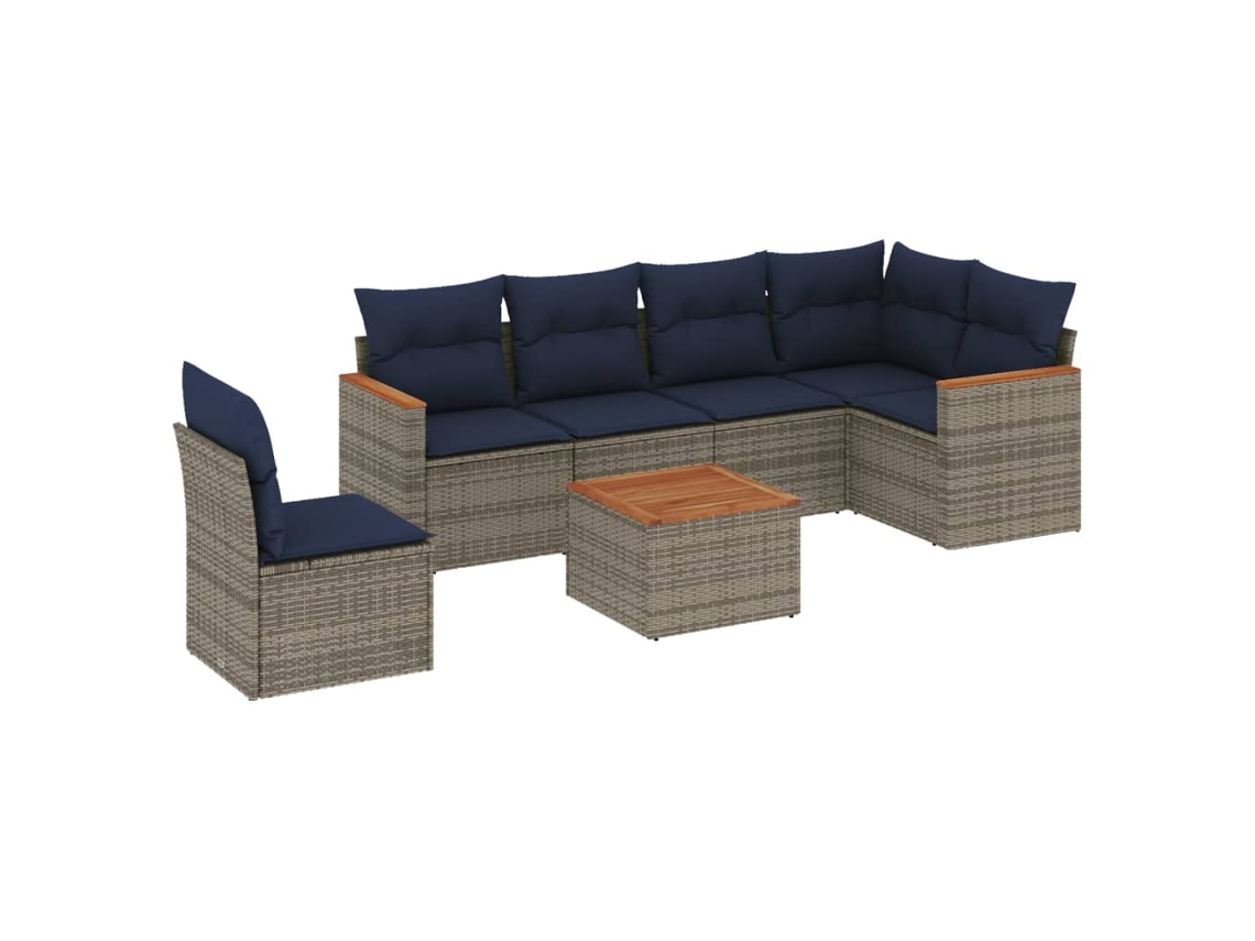 Maison Exclusive - Conjunto De Sofá De Jardín De 7 Piezas Con Cojines, Poliratán Gris