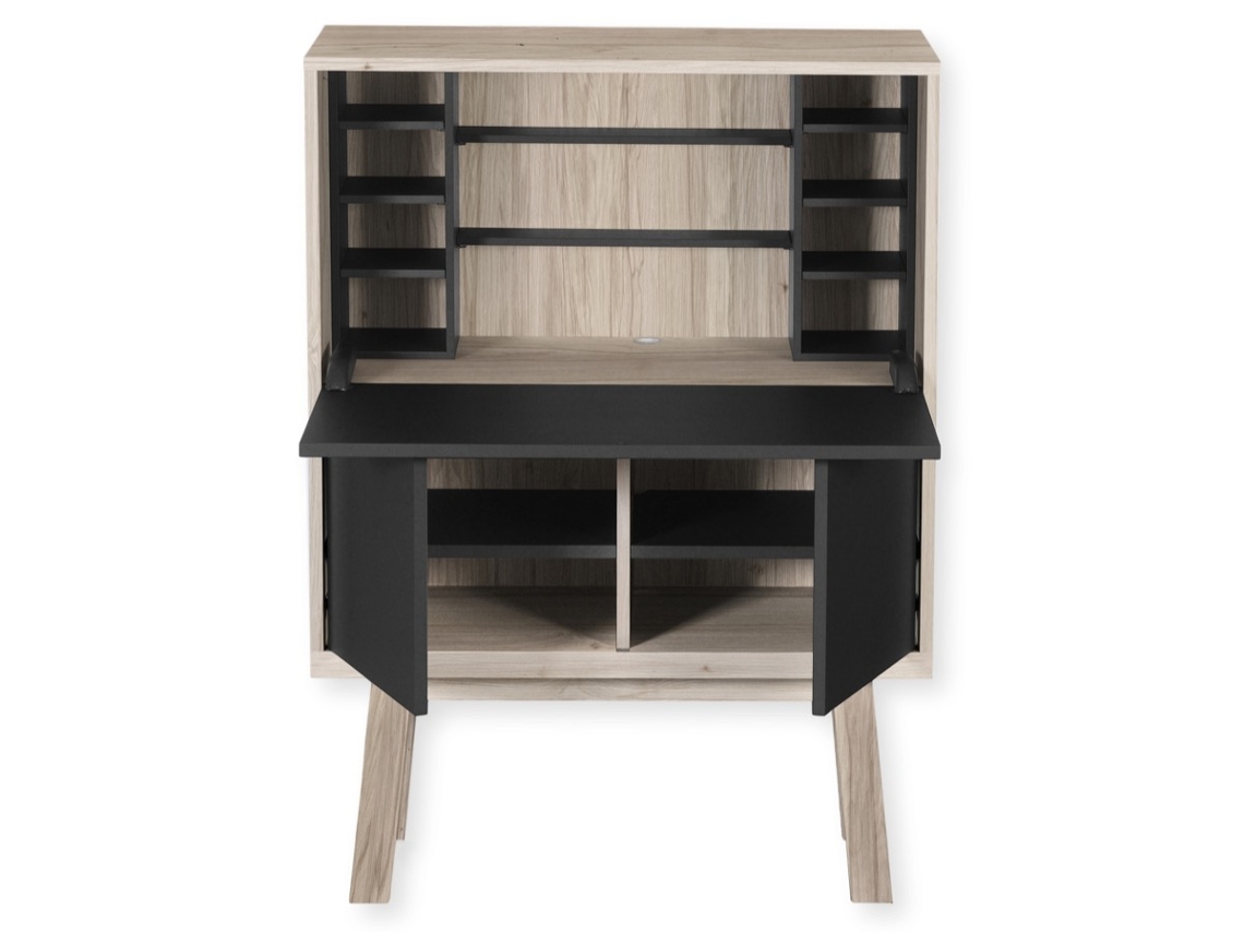 Escritorio MON PETIT MEUBLE FRANÇAIS de Madera de Roble Con Almacenamiento 90 cm de Ancho