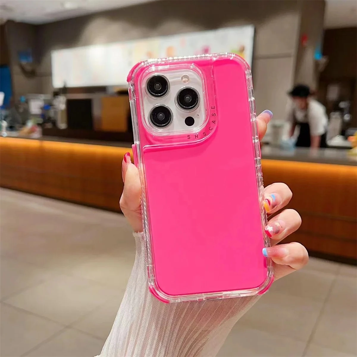 (rojo Rosa, Iphone Air) Funda 3 En 1 Para Iphone, Protección Contra Caídas De Grado Militar.
