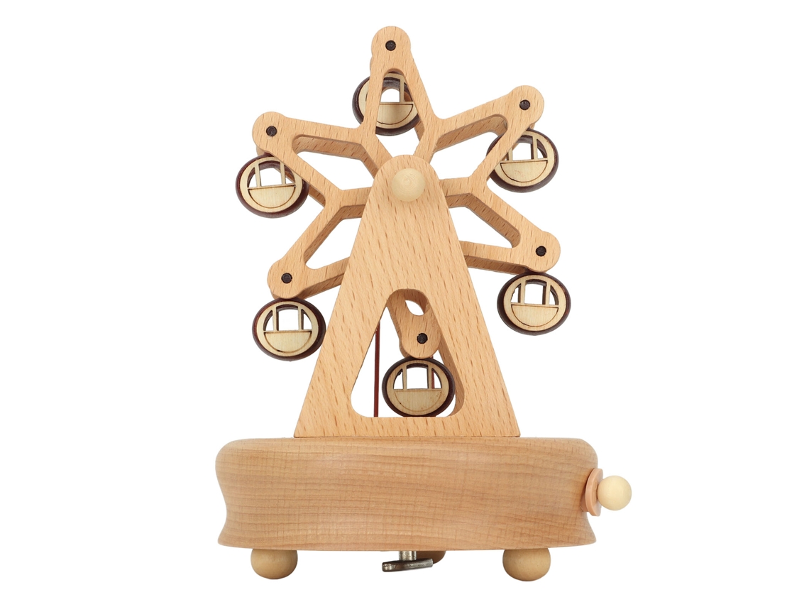 Caja de música de madera Baok hecha a mano con rueda de la fortuna, ideal para regalos de Navidad, cumpleaños o San Valentín, con base redonda.