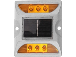 Baliza Solar Exterior De Aluminio Fundido, Doble Marcaje Amarillo, Reflector.