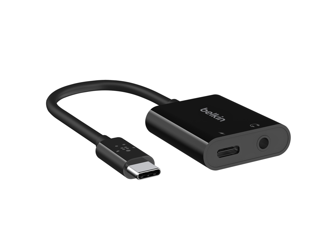 Adaptador de Audio Y Carga Belkin Usb-C de 3,5 Mm A Conector Y Usb-C de 60 W (Negro)