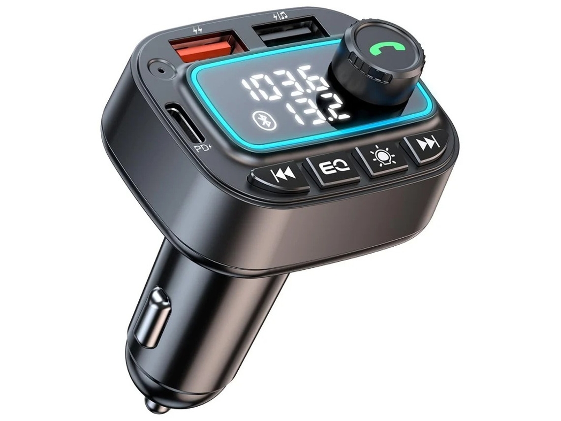 Adaptador Bluetooth 5.3 Para Carro 42 W , Viva Voz, Graves Profundos, Carregamento Rápido Yizhood (pd30w E 12 W) (preto)