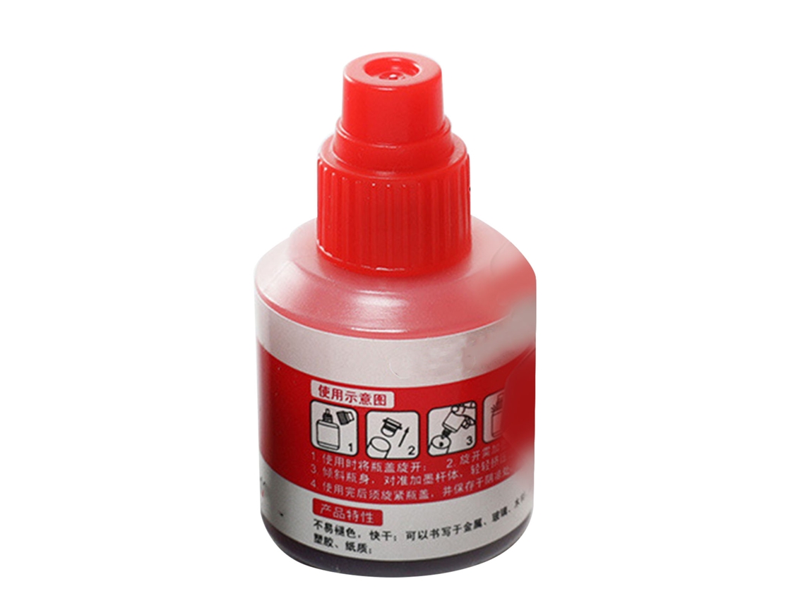 Recambio De Tinta Para Rotulador De Aceite Resistente Al Agua, 12 Ml, Rojo, Con Sistema De Goteo.