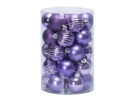 34 piezas de adornos de bolas de Navidad inastillables de 4 cm para la decoración del árbol de Navidad, morado claro