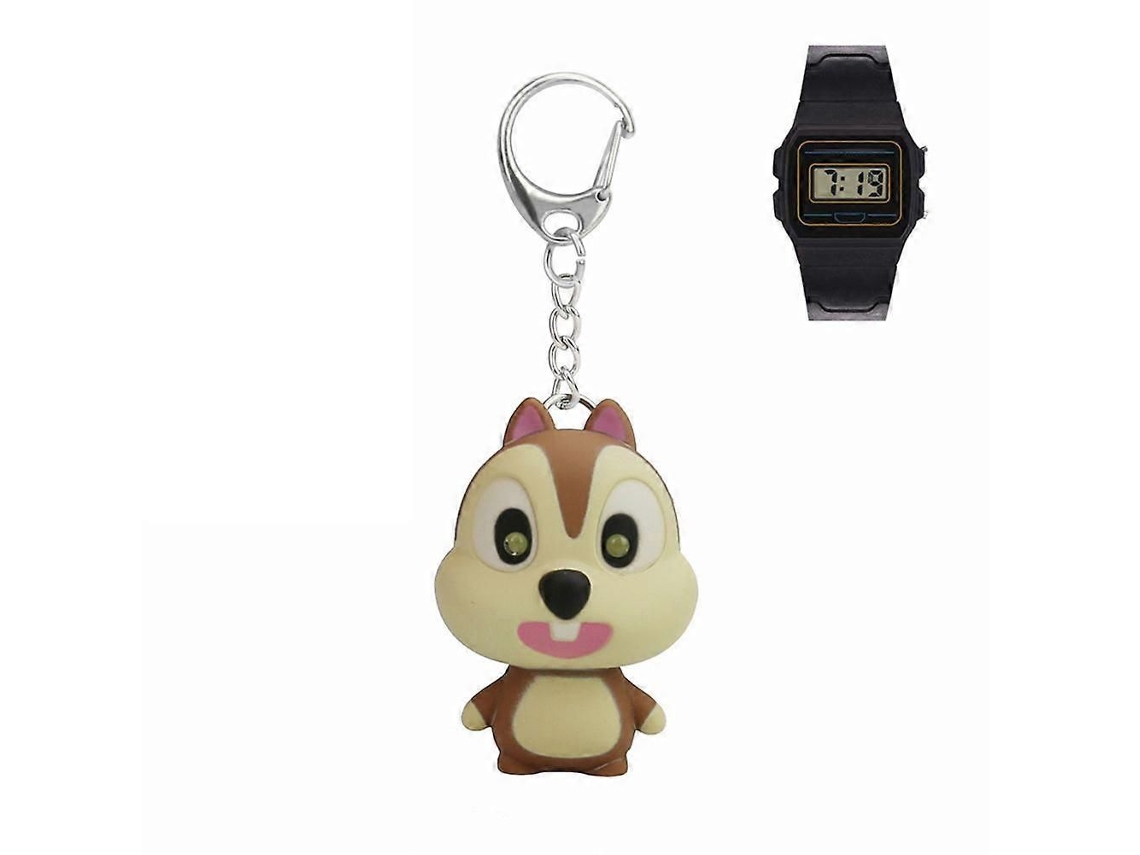 Llavero de animales GOKOCO con luz LED y reloj