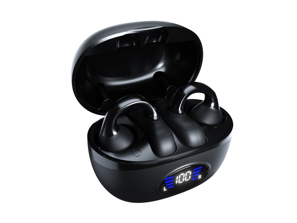 Auriculares de conducción ósea con Bluetooth 5.3 de clip, estuche de carga, sonido Hi-Fi, reducción de ruido, resistentes al agua IPX4