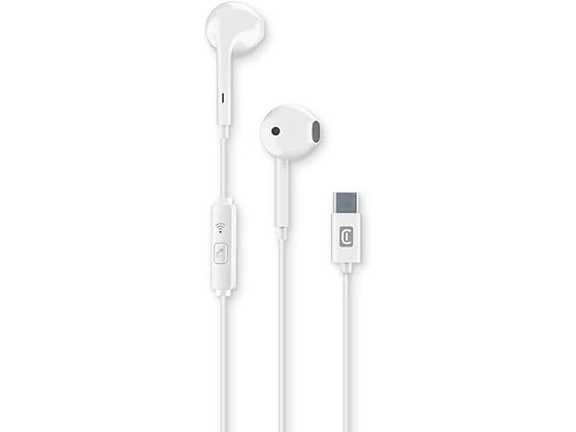 Cellline Capsule Auriculares Estéreo Diseño In-Ear USB-C Micrófono y Botón de Respuesta para Llamadas Blanco CELLULARLINE