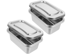 Tapa, Snack, Tea, 2 Recipientes De Acero Inoxidable Para Alimentos, Caja Para Congelador Con Tapa