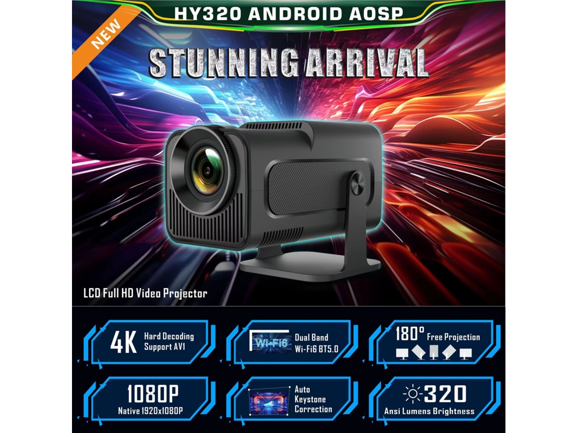 Proyector Portátil, Android 13, Wi-fi 6, Bluetooth 5.0, Hd 720p, Proyector Inteligente, Estándar Europeo.