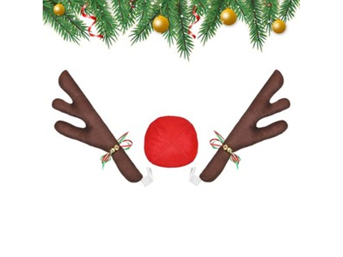 Adorno navideño para coche, astas de reno, ciervo, nariz, adorno navideño Zeuxo