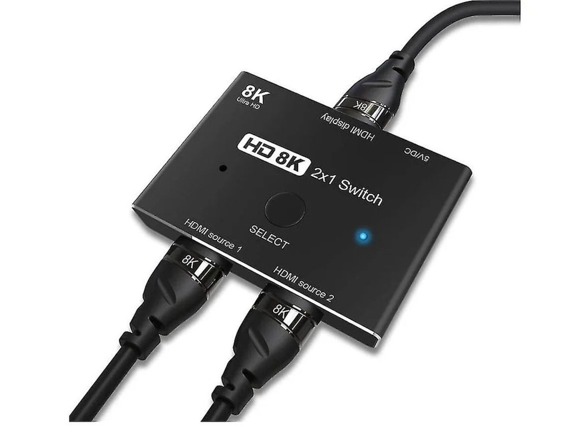 Conmutador direccional HDMI 2.1 Ultra HD 8K de alta velocidad 48 Gbps 2 entradas 1 salida 8K 60 Hz 4K 120 convertidor divisor compatible con monitores Bestvite