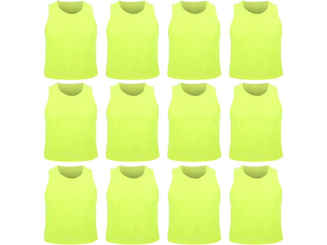 Lote De 12 Petits Gilets En Entraînement Football En Respirante Fluorescente Vert Taille Unique