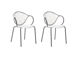 Cadeiras De Exterior Com Encosto Estriado Beliani Ikaria De Aço Branco 51x47x80