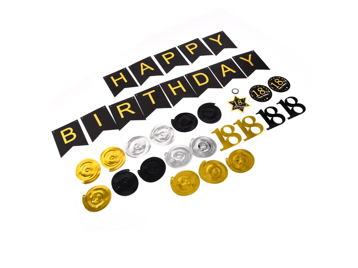 Kit De Decoración Para Fiesta De 18 Cumpleaños: Pancarta, Letras, Números, Cintas, Espirales, Colgantes.