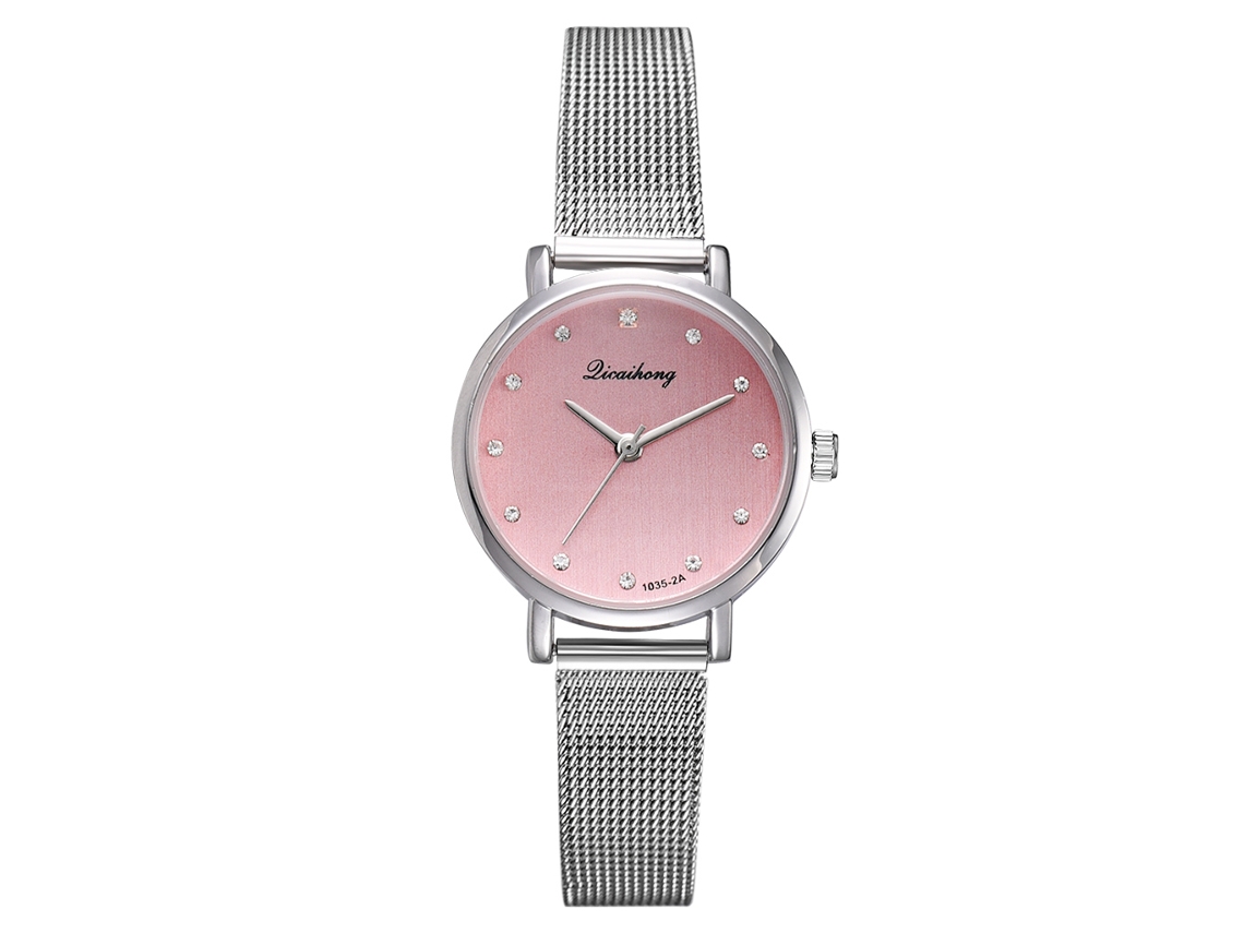 Reloj De Pulsera De Aleación Para Mujer Con Esfera Redonda Y Movimiento De Cuarzo Rosa.