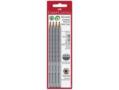 Lápiz de Grafito FABER-CASTELL GRIP 2001 (Gris - 4 Unidades)