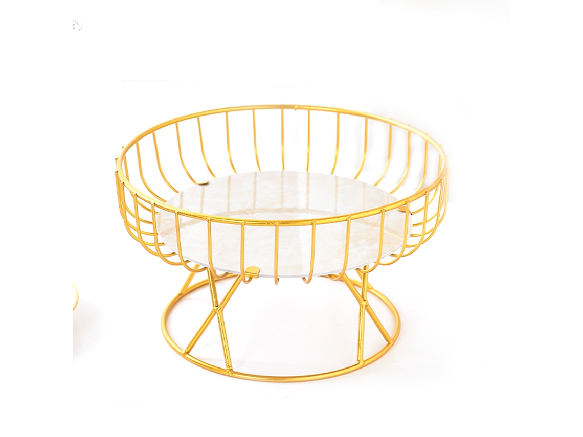 Cesta metálica para frutas de encimera con gran capacidad, multiusos para frutas, pan, verduras, aperitivos, pequeña, dorada.