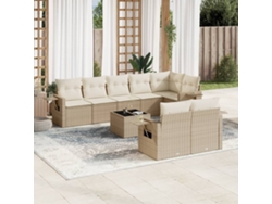 Conjunto de sofá de jardín de 9 piezas con cojines, mimbre sintético beige, Dkd Home Decor