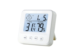 Termómetro-higrómetro digital de interior con visualización de la hora, indicador de confort y función de alarma para el hogar, la oficina y el invernadero.
