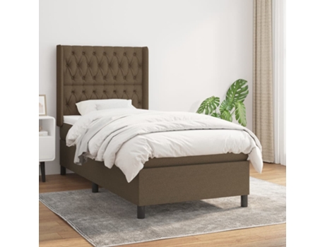 vidaXL Cama con somier y colchón 90x190 cm tela marrón oscuro