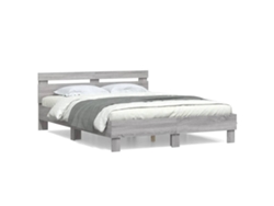 Maison Exclusive - Cama Con Cabecero Madera De Ingeniería Gris Sonoma 140x200 Cm