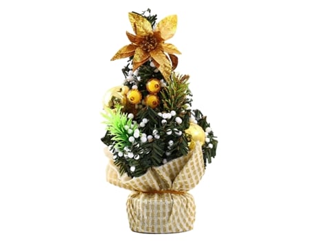 1 Uds Mini decoración navideña árbol de 20cm con adornos árbol de Navidad decoración del día de Navidad-oro