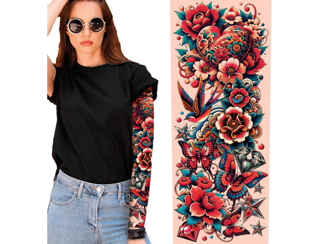 Manga de Tatuaje multicolor adulto