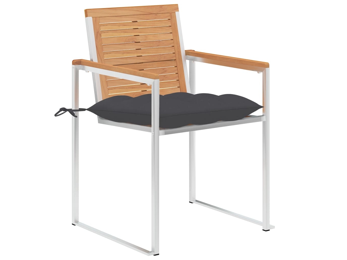 Maison Exclusive - Sillas De Jardín 4 Unidades Con Cojines Madera Maciza Teca