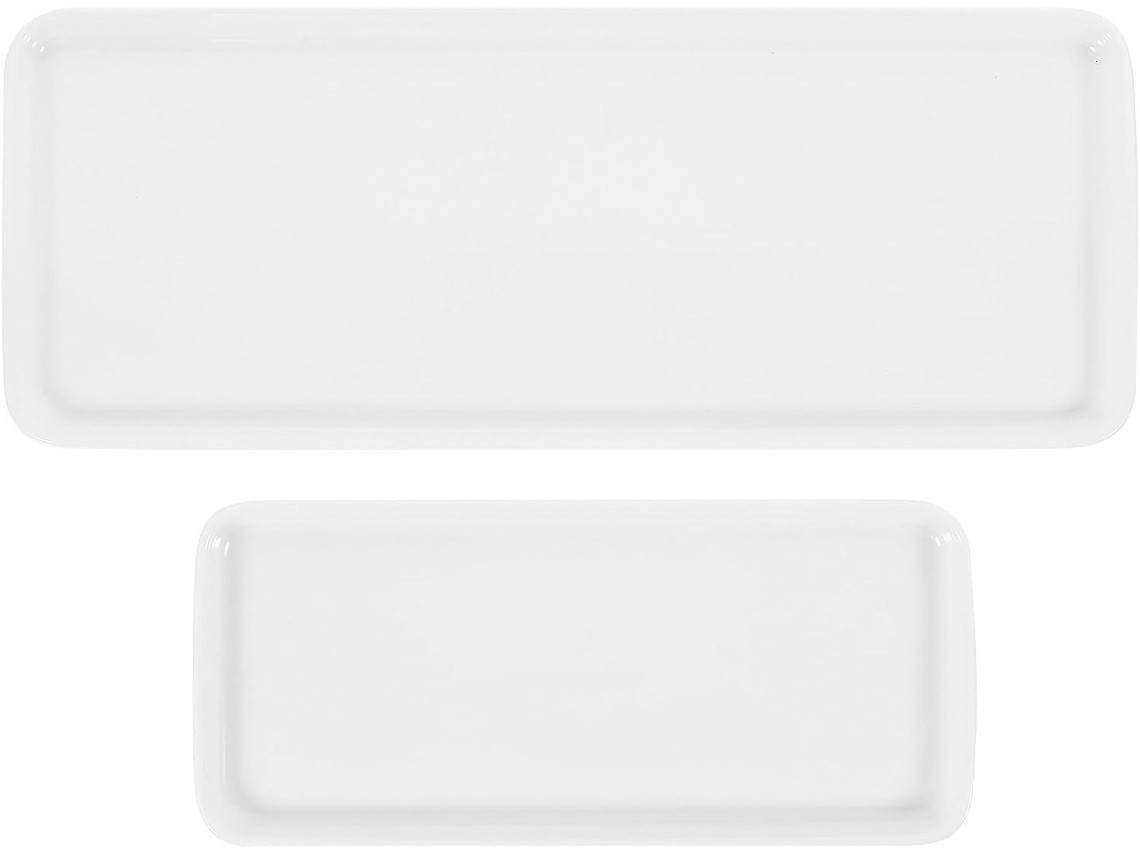 Bandejas De Cerámica Blanca Fáciles De Limpiar, Juego 2,