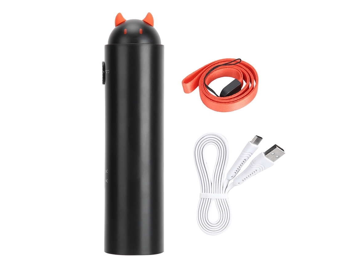 Ventilador telescópico portátil con batería USB, negro.