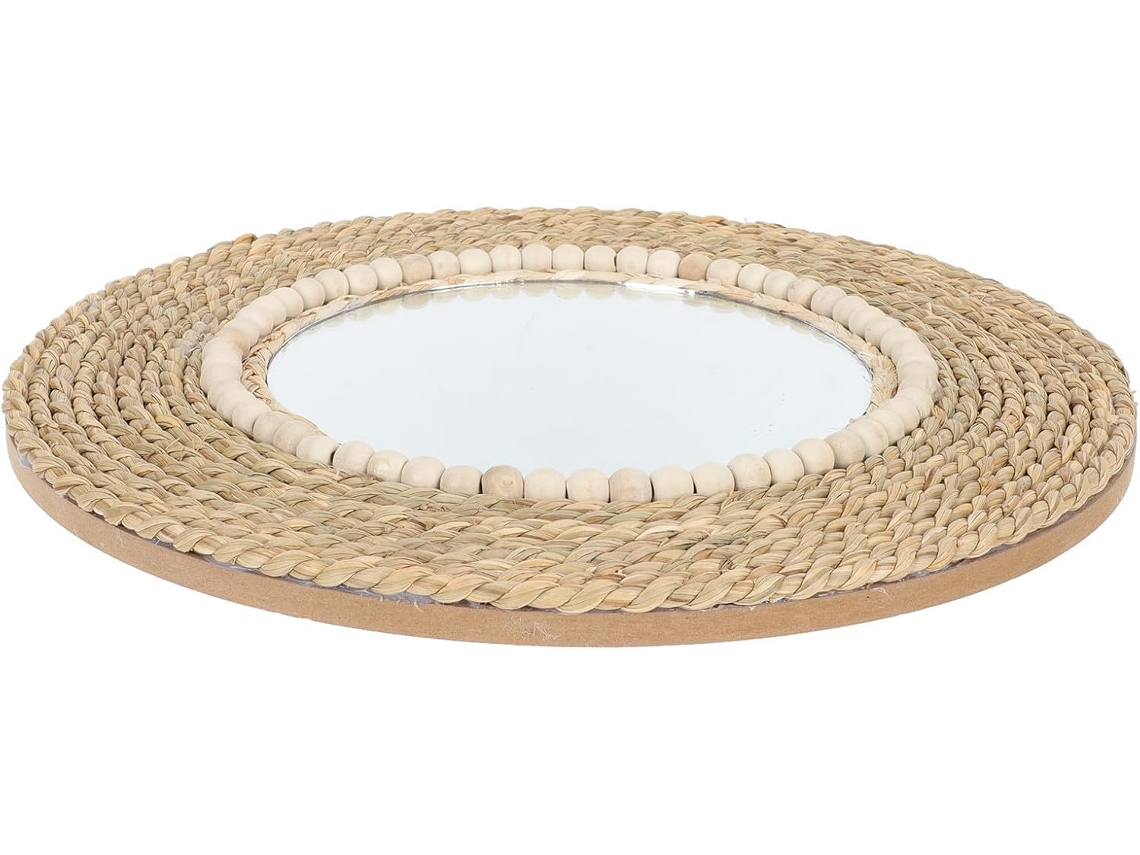 Espejo Redondo Decorativo De Pared Con Cuerda Trenzada Artesanal, Espejo De Maquillaje Único Para Salón De Belleza.