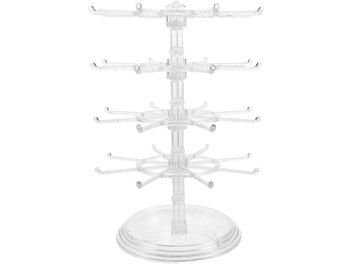 Nuobesty Soporte Giratorio Transparente De 4 Niveles Para Exhibir Joyas, Organizador Colgante Para Pendientes.