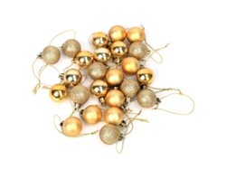 24 Bolas Decorativas Navideñas De Pvc Dorado Con Efectos Mate, Brillante Y Con Purpurina Para Fiestas Y El Hogar.