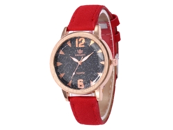 Reloj De Pulsera Analógico De Cuarzo Con Lujosa Y Elegante Correa De Pu Y Esfera Grande (rojo)