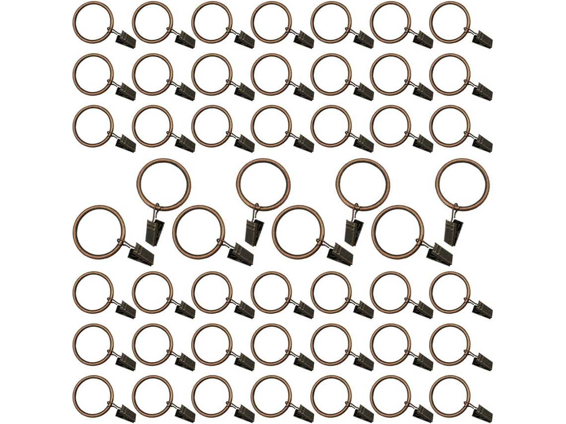 Juego de 50 anillas para cortinas con clips de acero inoxidable y ganchos de 38 mm de diámetro para sujetar Vayotoy