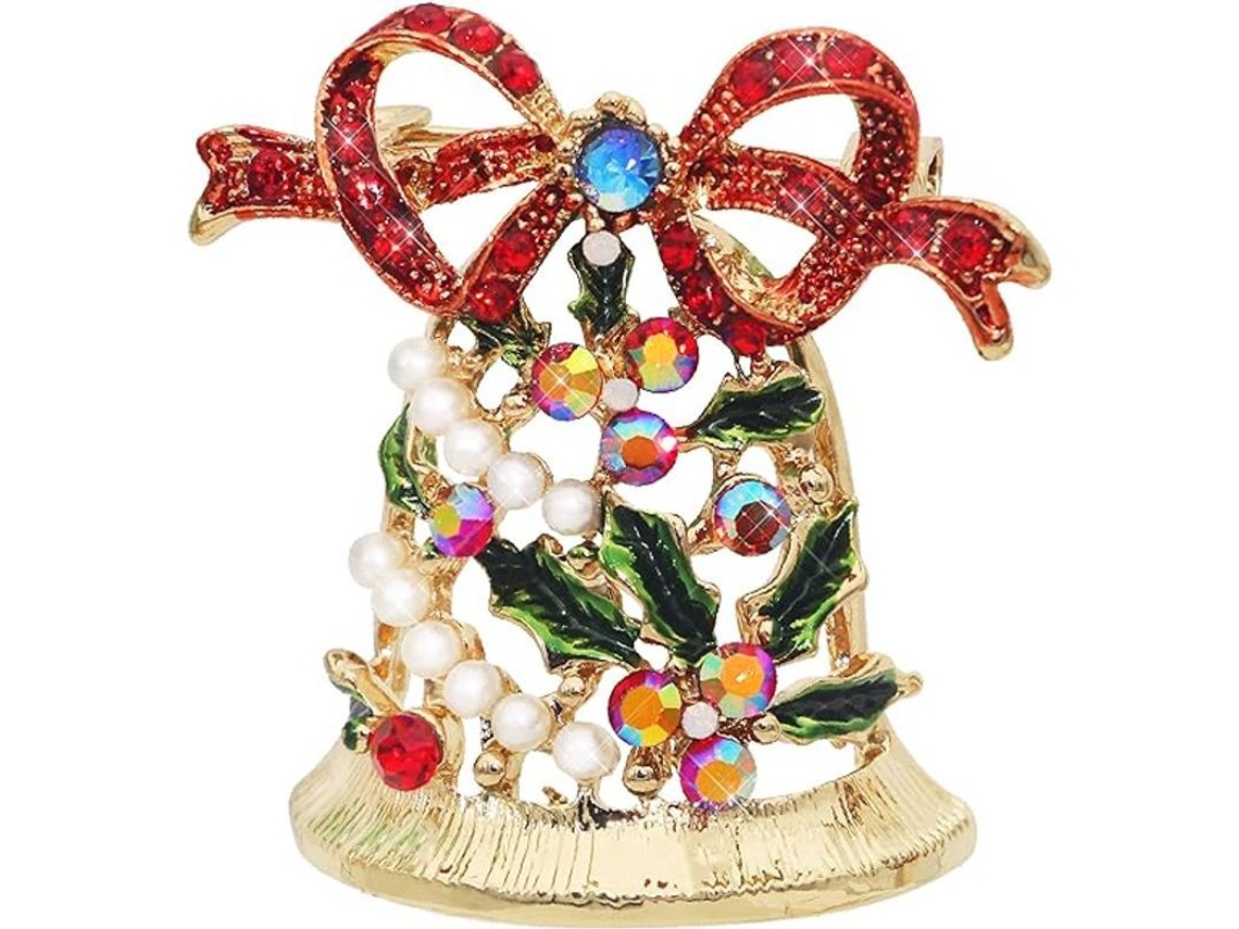 Broche De Campana Navideña Con Perlas Y Diamantes De Imitación Para Navidad, San Valentín, Bodas O Como Regalo Del Día De La Madre.