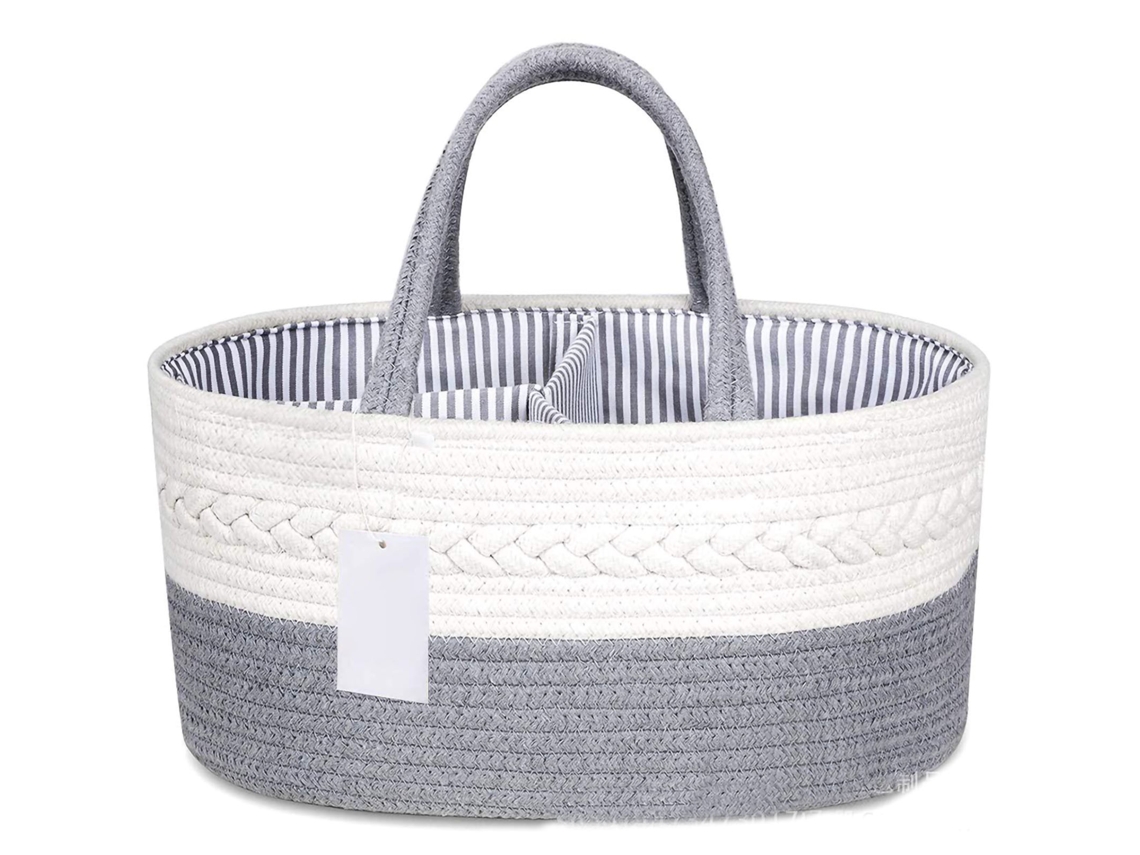 Cesta De Almacenamiento Sencilla Y Bonita De Cuerda De Algodón Para Juguetes De Bebé, 39x18x25cm, Gris.