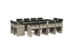 Maison Exclusive - Set Comedor Jardín Y Cojines 13 Pzas Ratán Sintético Gris Claro