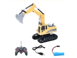 Excavadora De Juguete Con Control Remoto De 6 Canales, Luces, Sonido Y Rotación Libre.